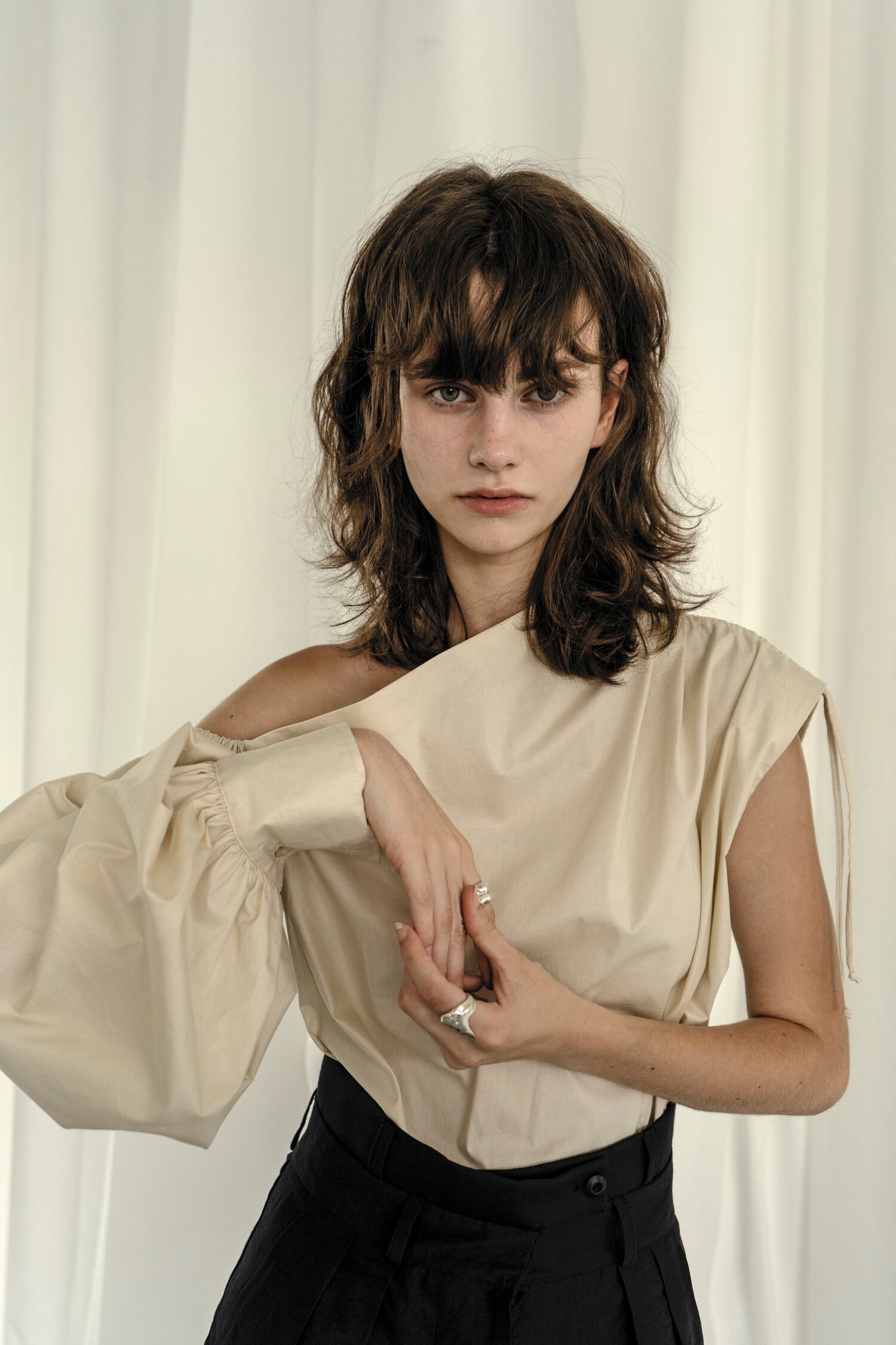 KM By Lange - Kherson Cream One Sleeve Top